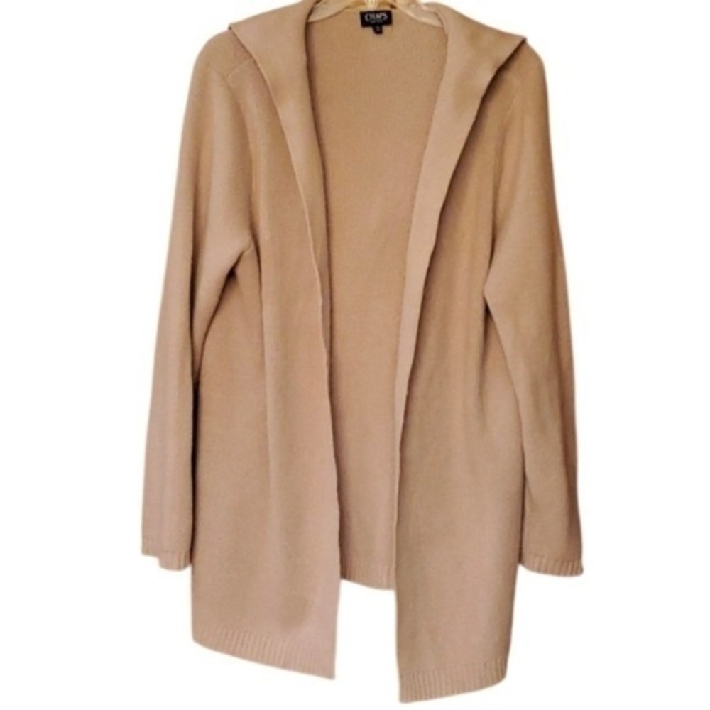 Chaps Womans Khaki Tan Plush Cozy Hooded Open Cardigan Size‎ XXL